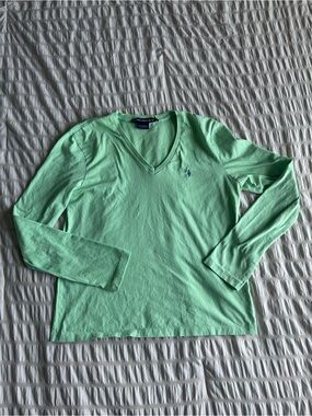 Polo Ralph Lauren Sport Bright Green V-Neck Top (L)